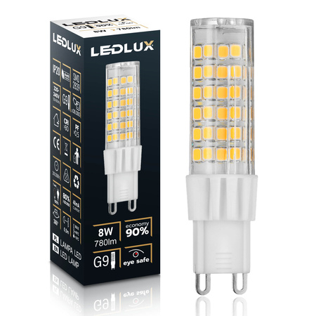 Żarówka LED G9 8W = 75W 780lm 3000K biała ciepła LEDLUX