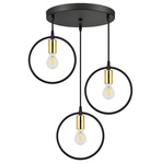 Lampa Wisząca LX-1361 Czarna+ Złoto 3x E27 LEDLUX