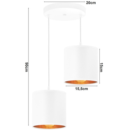 Lampa Wisząca LX- 1388 Biała + Złoto 2x E27 LEDLUX