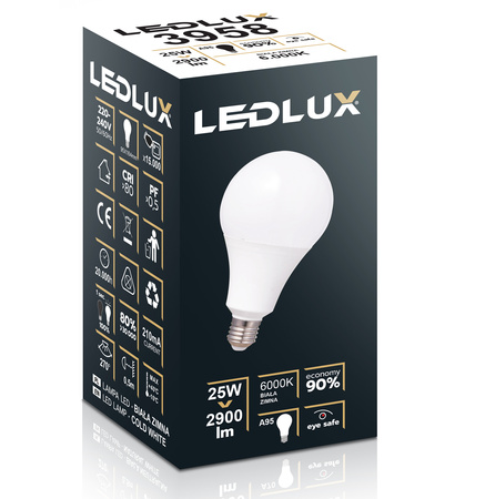 Żarówka LED E27 A95 25W = 170W 2900lm 6000K LEDLUX