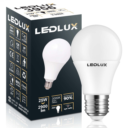 Żarówka LED E27 A95 25W = 170W 2900lm 3000K biała ciepła LEDLUX