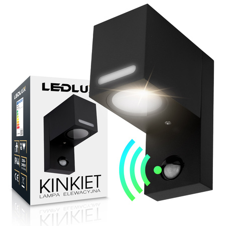 Kinkiet Ogrodowy Lampa Elewacyjna Zewnętrzna LX- 5007 Czarna Z Czujnikiem LEDLUX