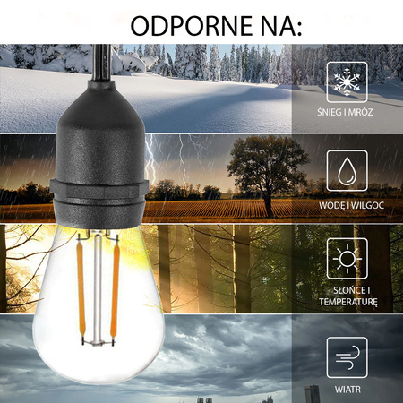 Girlanda świetlna LED Ogrodowa 10m 10x E27 LEDLUX