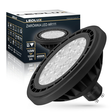 Żarówka LED GU10 ES111 AR111 BLACK 10W = 100W 1000lm 4000K biała neutralna LEDLUX