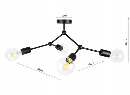 Lampa Sufitowa LX- 1094 Czarna 4x E27 LEDLUX