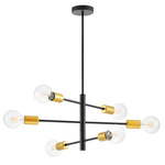 Lampa Sufitowa LX- 1416 Czarna + Złoto 6x E27 LEDLUX