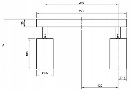 Zestaw Oprawa Sufitowa Natynkowa Reflektor Listwa LX- 8360- 2 Biała + 2x Żarówka GU10 1,5W biała ciepła LEDLUX