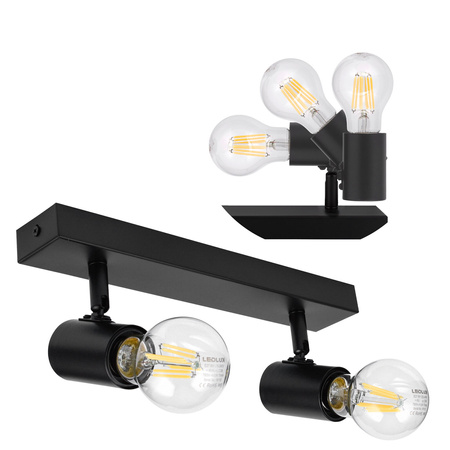 Oprawa Sufitowa Natynkowa Reflektor Listwa LX1065 BLACK  2x E27 LEDLUX