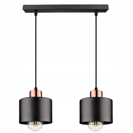 Lampa Sufitowa LX- 1067 Czarna + Miedź 2x E27