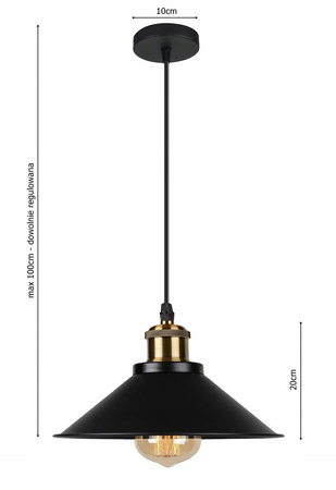 Lampa Wisząca PT- 628 Czarna 1x E27 LEDLUX