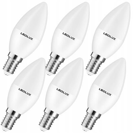 6x Żarówka LED E14 B35 8W = 75W 700lm 4000K biała neutralna LEDLUX