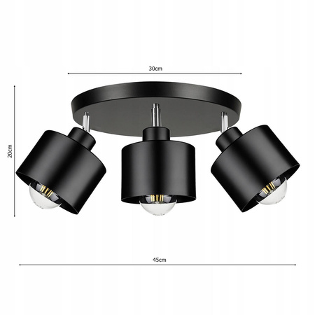 Lampa Sufitowa LX- 1040 Czarna 3x E27 LEDLUX