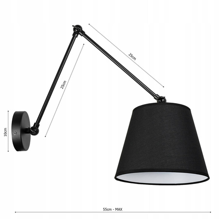 Kinkiet Lampa Ścienna LX- 1063 Czarna 1x E27 LEDLUX