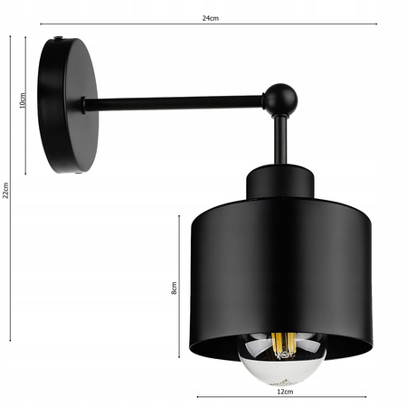 Kinkiet Lampa Ścienna LX- 1034 Czarna 1x E27 LEDLUX