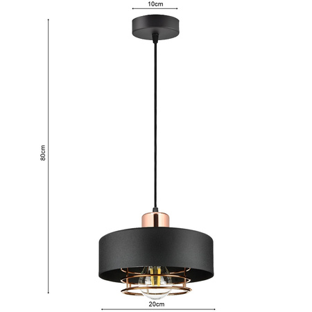 Lampa Wisząca LX- 1187 Czarna + Miedź 1x E27 LEDLUX