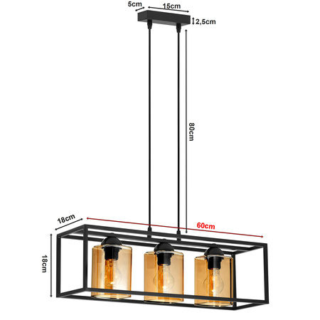 Lampa Wisząca LX- 1400 Czarna + Złoto 3x E27 LEDLUX