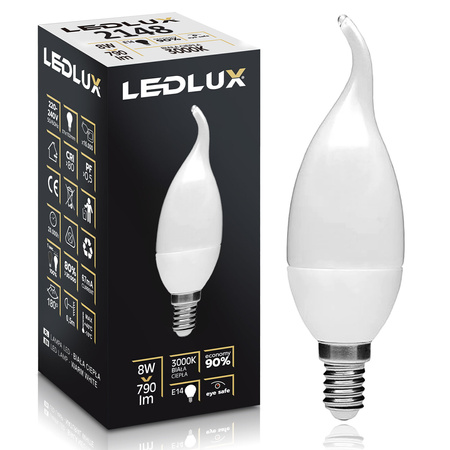 Żarówka LED BA35 E14 8W = 80W 890lm 3000K biała ciepła LEDLUX