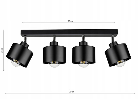 Lampa Sufitowa LX- 1195  Czarna 4x E27 LEDLUX 