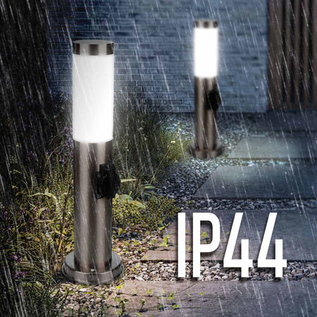 Lampa Ogrodowa Stojąca Słupek E27 LX- 710 Inox 65cm Gniazdo LEDLUX