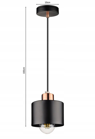 Lampa Wisząca LX- 1037 Czarna + Miedź 1x E27 LEDLUX