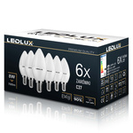 6x Żarówka LED E14 B35 8W = 75W 700lm 3000K biała ciepła LEDLUX