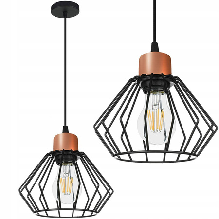 Lampa Wisząca LX- 1030 Czarna + Miedź 1x E27 LEDLUX