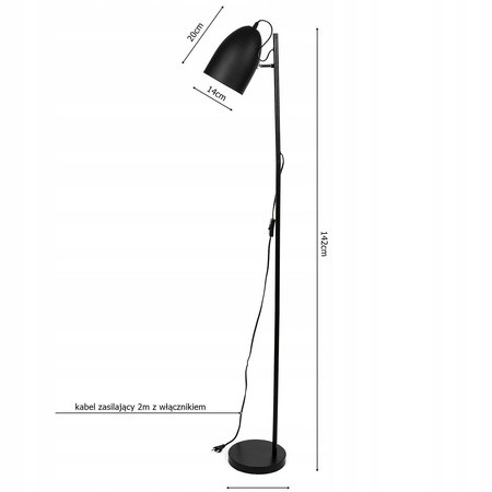 Lampa Stojąca Podłogowa LX- 17510 Czarna 1x E27 LEDLUX