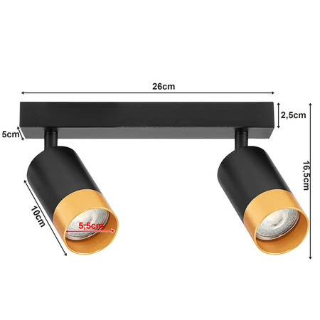 Oprawa Sufitowa Natynkowa Reflektor Listwa LX- 8370-2 Czarny + Miedzianozłoty  GU10 LEDLUX