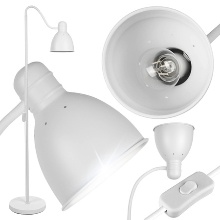 Lampa Podłogowa Biała Regulowana, Klosz E27 na Elastycznym Ramieniu LPD-002  E27 LEDLUX