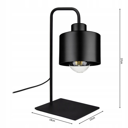 Lampka Nocna Biurkowa Stołowa LX- 1803 Czarna 1x E27 LEDLUX