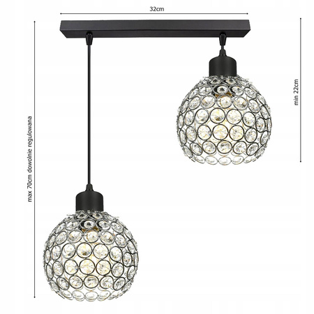 Lampa Wiszaca LX- 1180 Czarna 2x E27 LEDLUX