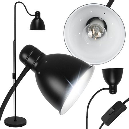 Lampa Podłogowa Czarna Regulowana, Klosz E27 na Elastycznym Ramieniu LPD-002 BLACK E27 LEDLUX