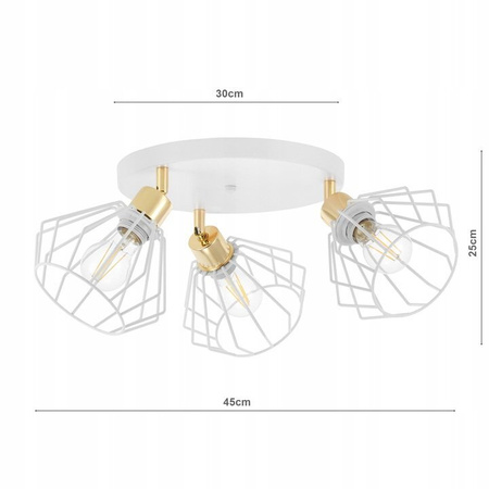 Lampa Sufitowa LX- 1365 Biała + Złoto 3x E27 LEDLUX