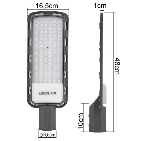 Lampa uliczna latarnia LED przemysłowa hermetyczna 100W szara IP65 10000lm LEDLUX