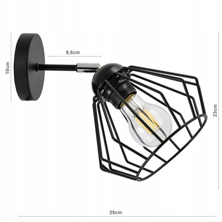 Kinkiet Lampa Ścienna LX- 1391 Czarna  1x E27 LEDLUX