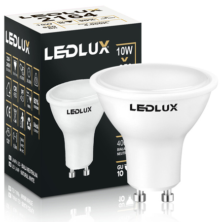 Żarówka LED GU10 10W = 90W 850lm 4000K biała neutralna LEDLUX