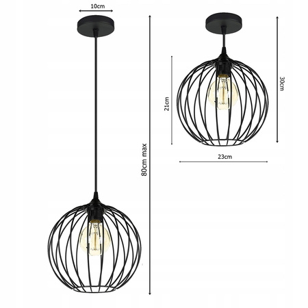 Lampa Wisząca LX- 1047 Czarna 1x E27 LEDLUX