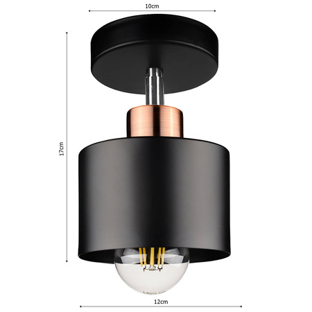 Lampa Sufitowa LX- 1106 Czarna + Miedź 1x E27 LEDLUX