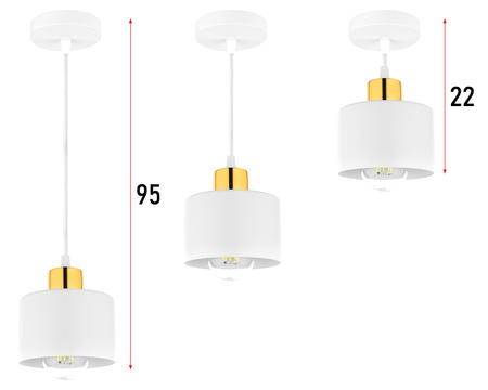 Lampa sufitowa zwis biała złota 1x E27 nowoczesna LX-1037 LEDLUX