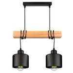 Lampa Wiszaca LX- 1394 Czarna + Drewno 2x E27 LEDLUX