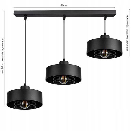 Lampa Wisząca LX- 1186 Czarna 3x E27 LEDLUX