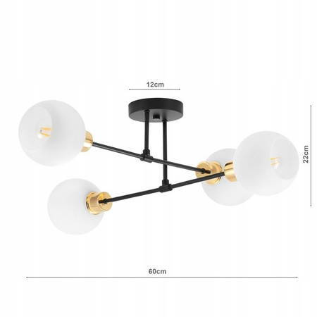 Lampa Sufitowa LX- 1390 Czarna+ Złoto 4x E27 LEDLUX