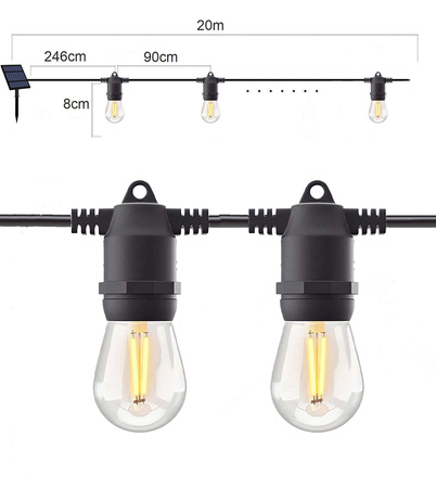 Girlanda Lampa Solarna Świetlna Ogrodowa LSOL-018 LEDLUX