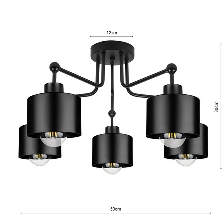 Lampa Sufitowa LX- 1099 Czarna 5x E27 LEDLUX