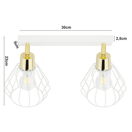 Lampa Sufitowa LX- 1373 Biała+ Złoto 2x E27 LEDLUX