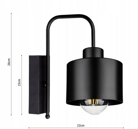 Kinkiet Lampa Ścienna LX- 1033 Czarna 1x E27 LEDLUX