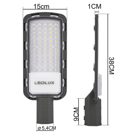 Lampa uliczna latarnia LED przemysłowa hermetyczna 50W szara IP65 5000lm LEDLUX