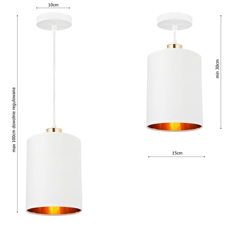 Lampa Wisząca LX- 1308 Biała + Złoto 1x E27 LEDLUX