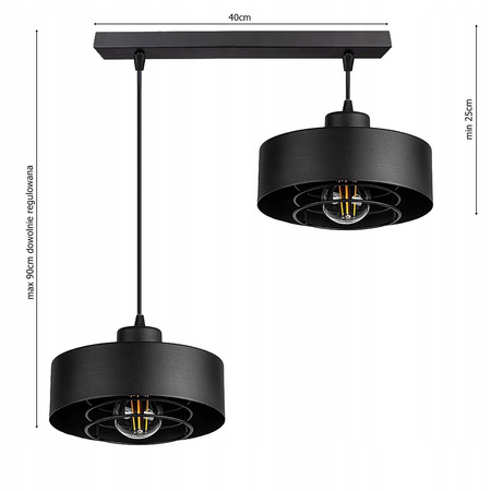 Lampa Wisząca LX- 1188 Czarna 2x E27 LEDLUX