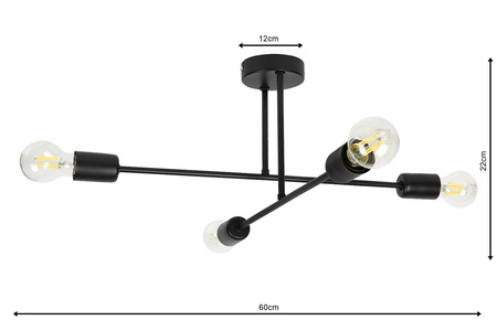 Lampa Sufitowa LX- 1358 Czarna 4x E27 LEDLUX